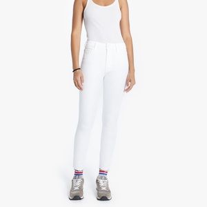 MOTHER High Waisted Looker Ankle Fray White 25